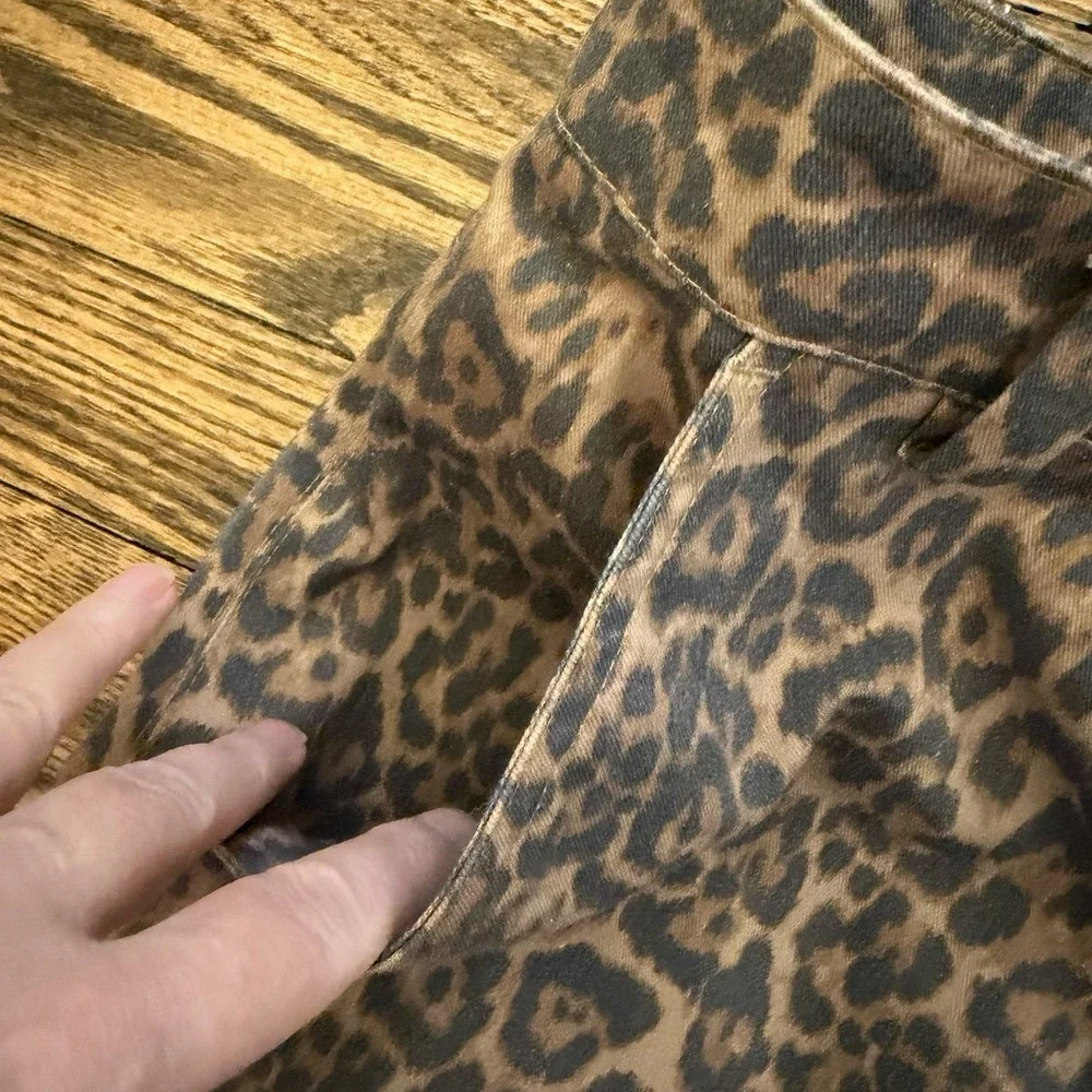 NOISY‎ MAY Women's Brown Leopard Print Straight Leg Jeans Pants Medium